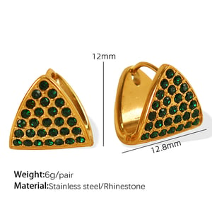 1 Paar einfache geometrische Creolen aus Edelstahl mit 18 Karat Goldfarbe überzogen und Strasssteinen für Damen h5 